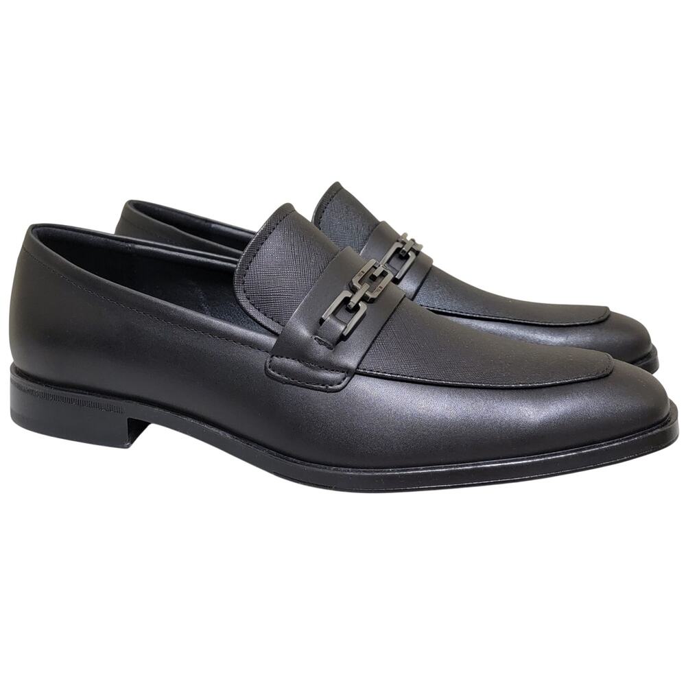 GUESS Men Hendo Slip On Horsebit Loafers Size US 12M Black Faux Leather